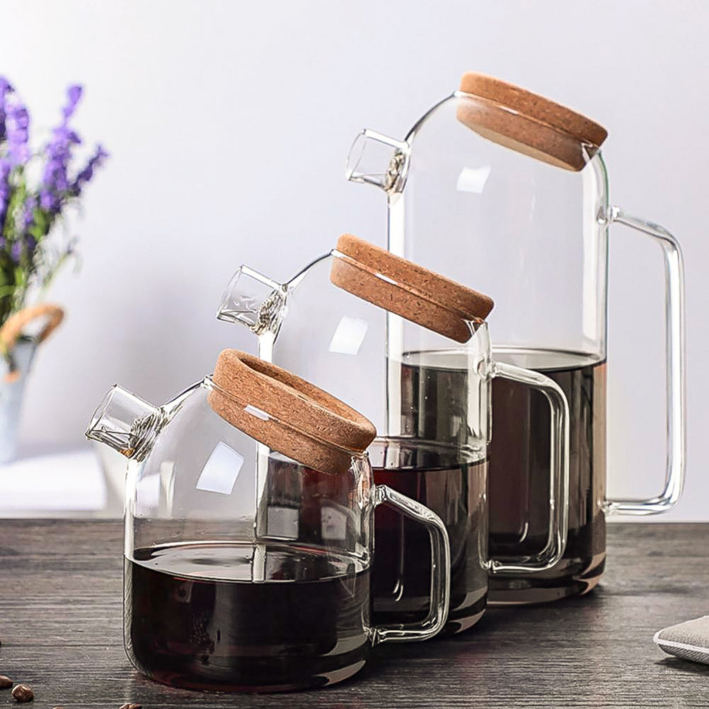 Premium Borosilicate Glass Kettle Jug with Cork Lid | Heat-Resistant Stove-Safe Teapot & Coffee Pot (800ml, 1200ml, 1800ml)