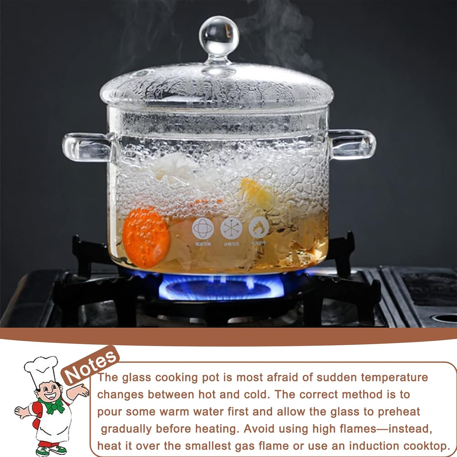 2.5L Borosilicate Glass Cooking Pot – Premium Heat-Resistant Stovetop Dutch Oven & Soup Casserole