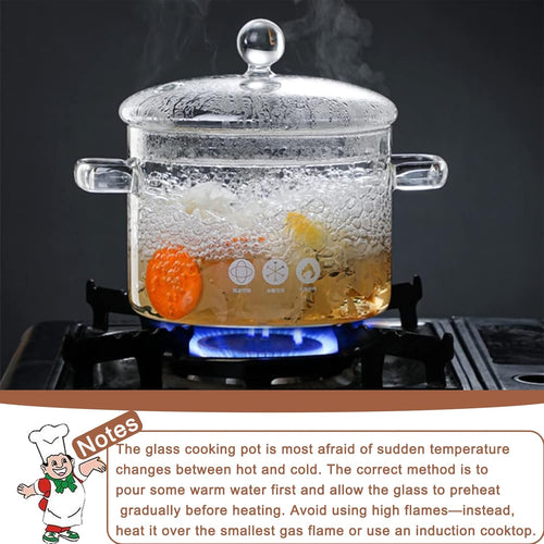 2.5L Borosilicate Glass Cooking Pot – Premium Heat-Resistant Stovetop Dutch Oven & Soup Casserole