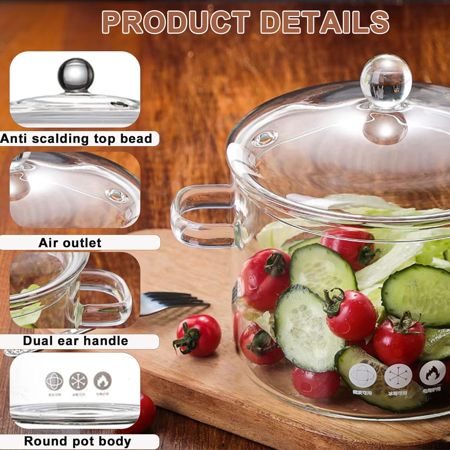 2.5L Borosilicate Glass Cooking Pot – Premium Heat-Resistant Stovetop Dutch Oven & Soup Casserole