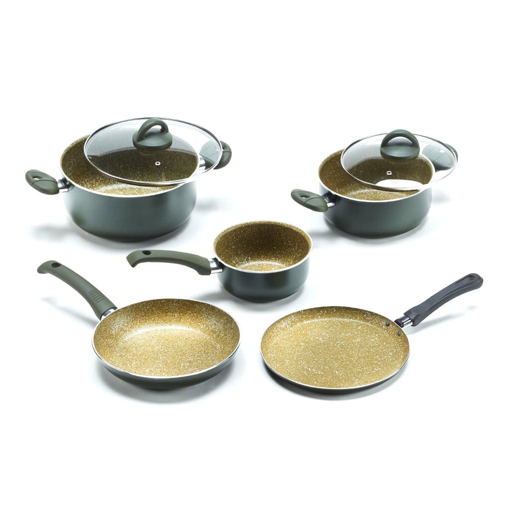 Illa Bio Cook 7-Piece Granite Cookware Set - Premium Non-Stick Pots & Pans (Made in Italy)