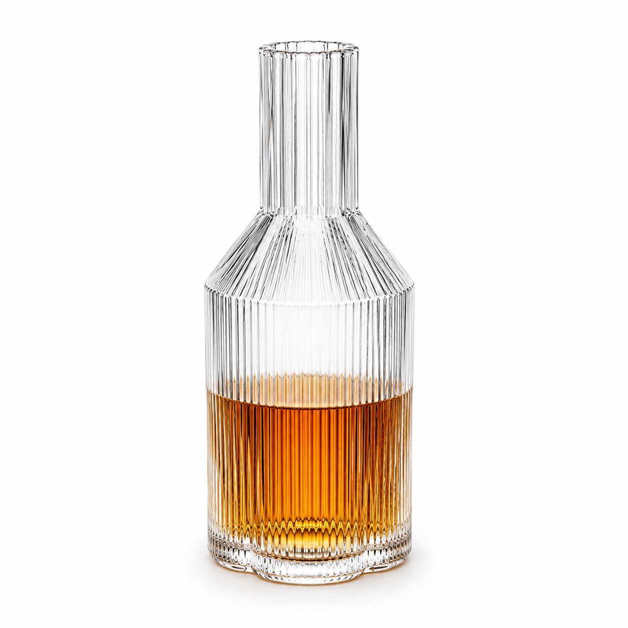 Ribbed Glass Whiskey Decanter – 1.25L Crystal Style Liquor Bottle
