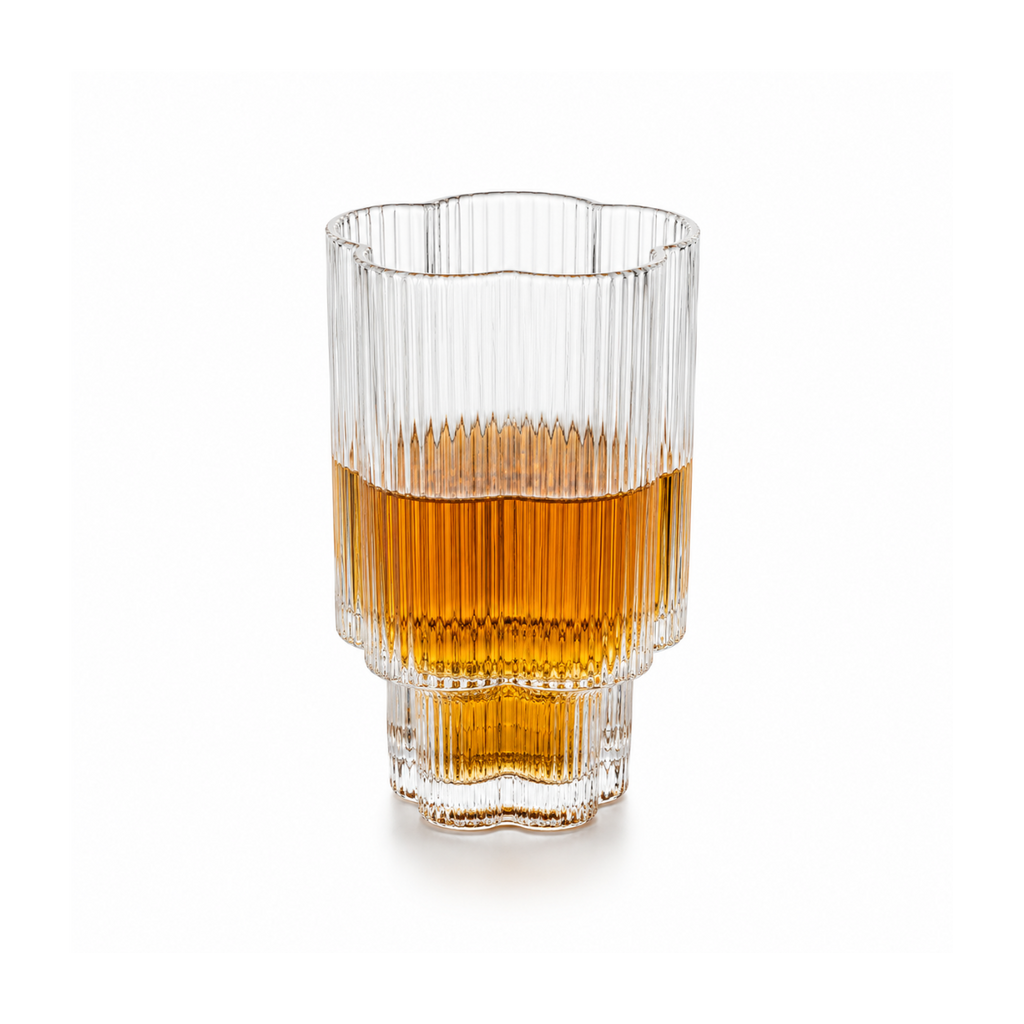 Ribbed Crystal Whiskey Glass Set of 6 – 240ml Premium Drinking Glasses