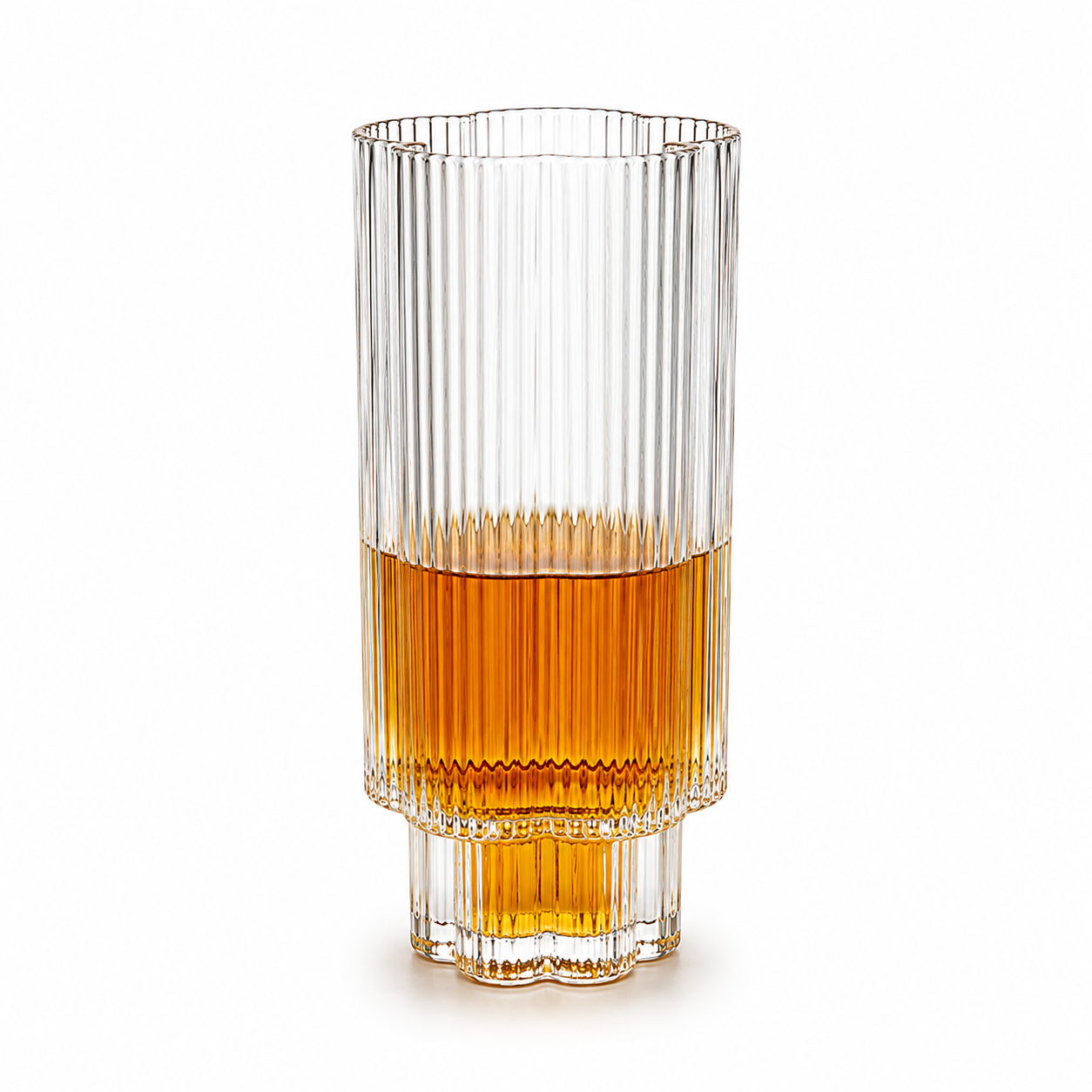 Ribbed Crystal Whiskey Glass Set of 6 – 300ml Premium Drinking Glasses