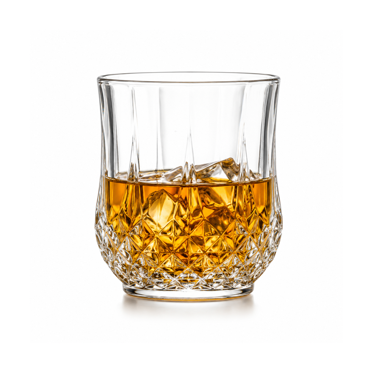 Premium Crystal Whiskey Glass Set of 3– Diamond Cut Old Fashioned Scotch Tumblers | Heavy Base | Luxury Drinkware