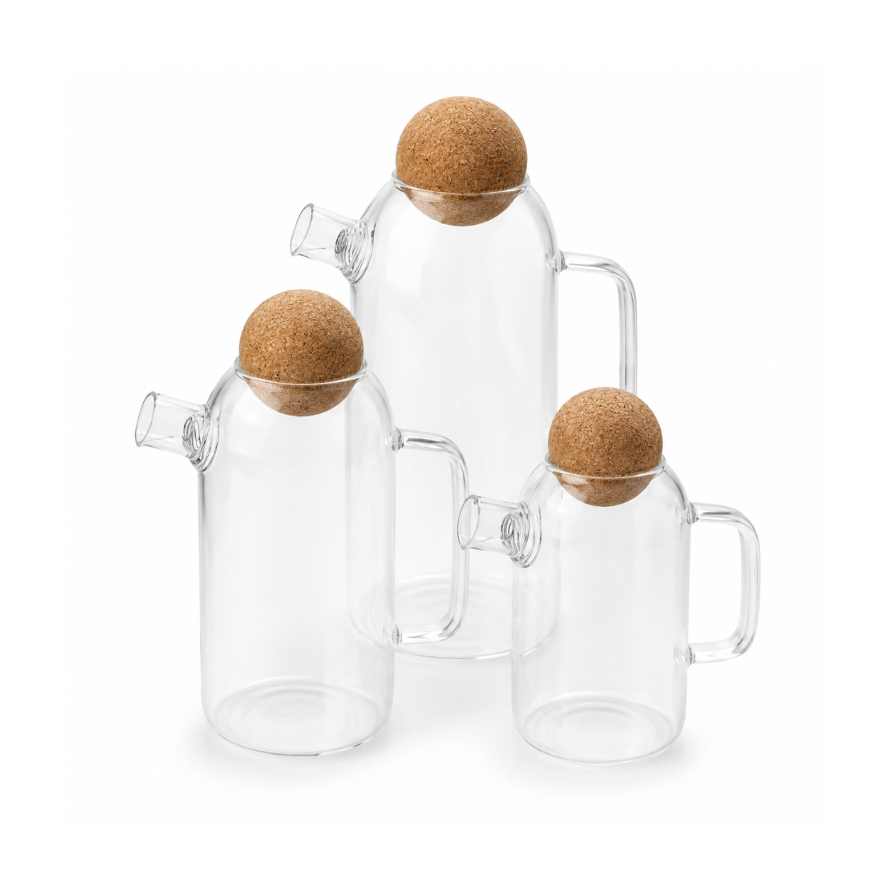 Premium Borosilicate Glass Kettle Jug with Round Cork Lid | Heat-Resistant Stovetop Safe Teapot & Coffee Server (450ml, 800ml, 1450ml)