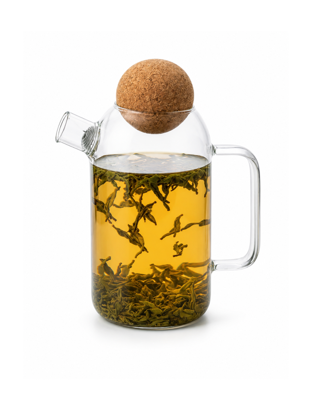 Premium Borosilicate Glass Kettle Jug with Round Cork Lid | Heat-Resistant Stovetop Safe Teapot & Coffee Server (450ml, 800ml, 1450ml)