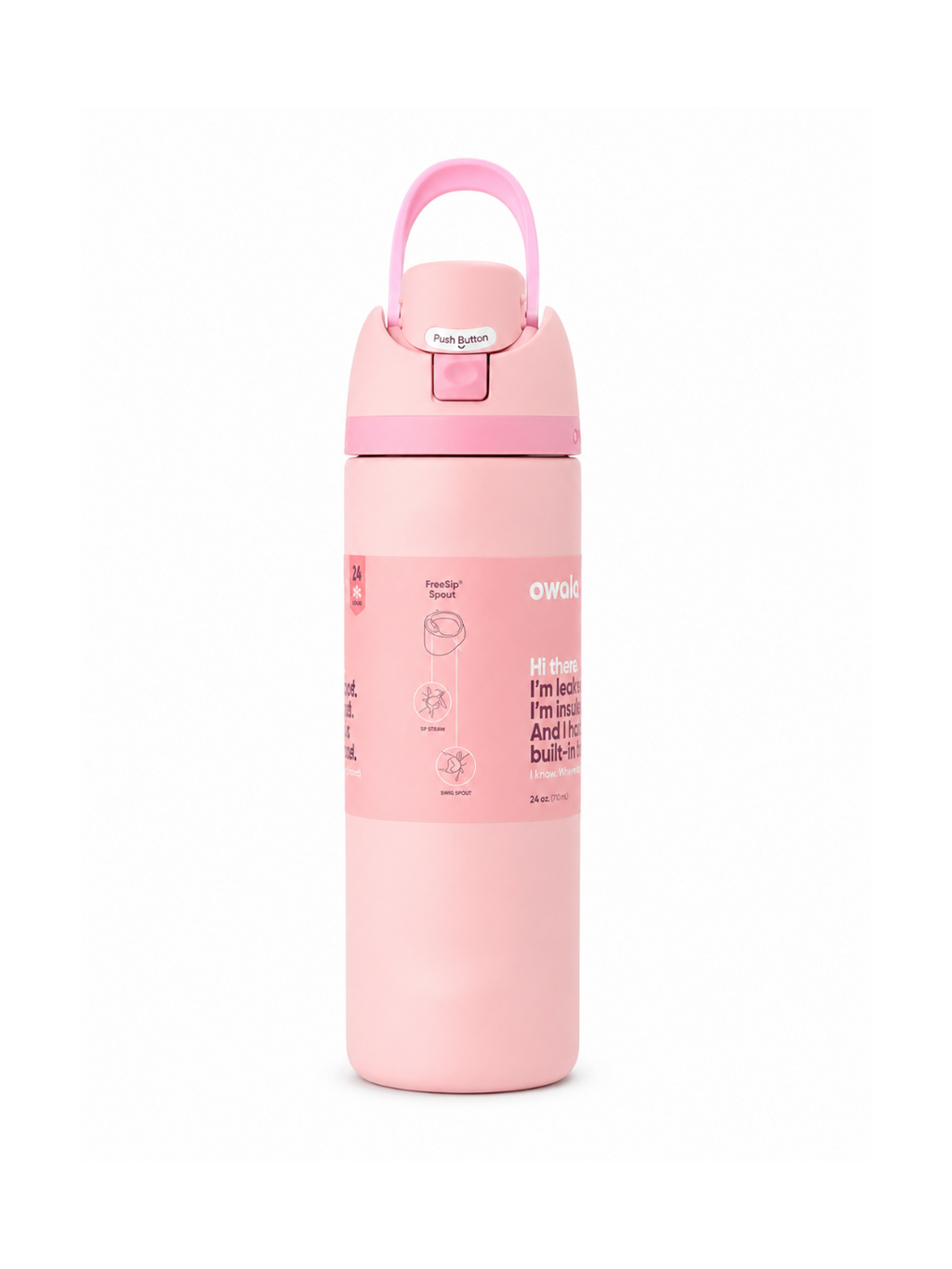 Owala Water Bottle – 32oz (946ml) | Leak-Proof Stainless Steel Bottle with Built-in Straw | Soft Pink