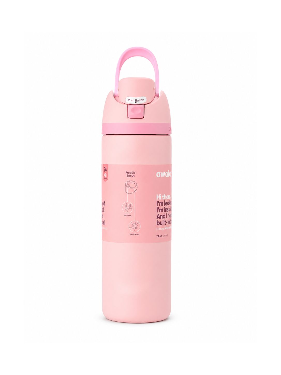 Owala Water Bottle – 32oz (946ml) | Leak-Proof Stainless Steel Bottle with Built-in Straw | Soft Pink