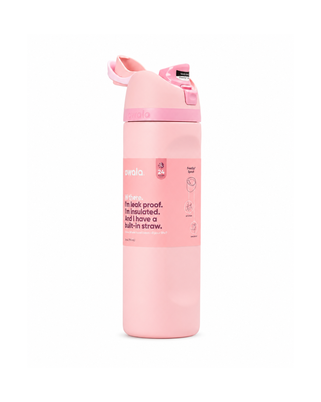 Owala Water Bottle – 32oz (946ml) | Leak-Proof Stainless Steel Bottle with Built-in Straw | Soft Pink