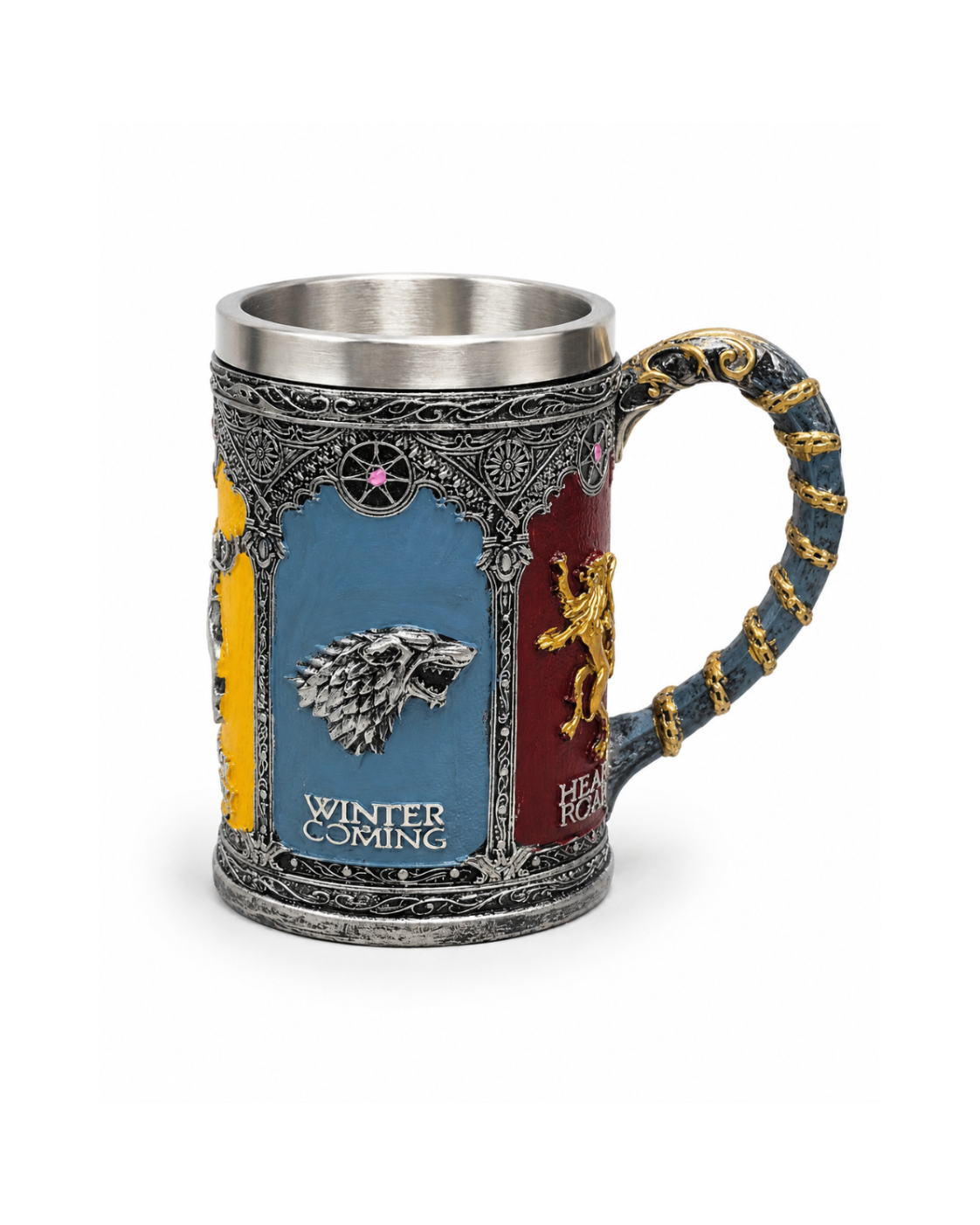 Game of Thrones Inspired Medieval Beer Mug – 400ml | Stainless Steel Lined Fantasy Tankard