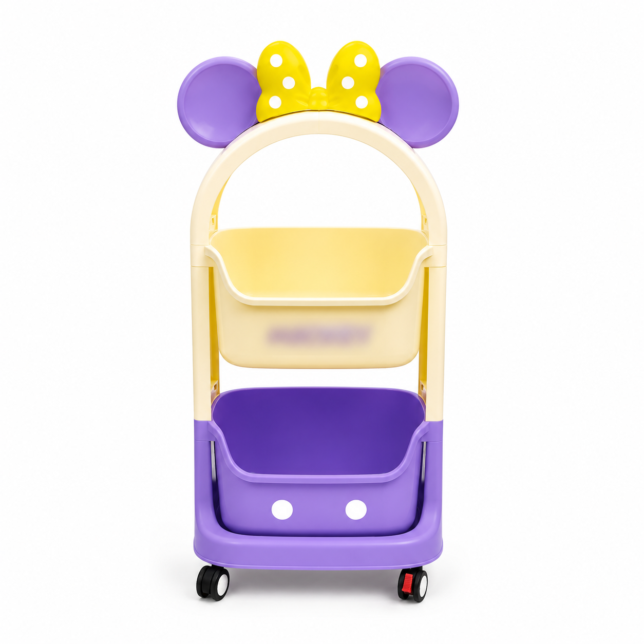Kids 2-Tier Rolling Storage Cart with Wheels – 45 × 25 × 98 cm | Mickey-Inspired Organizer