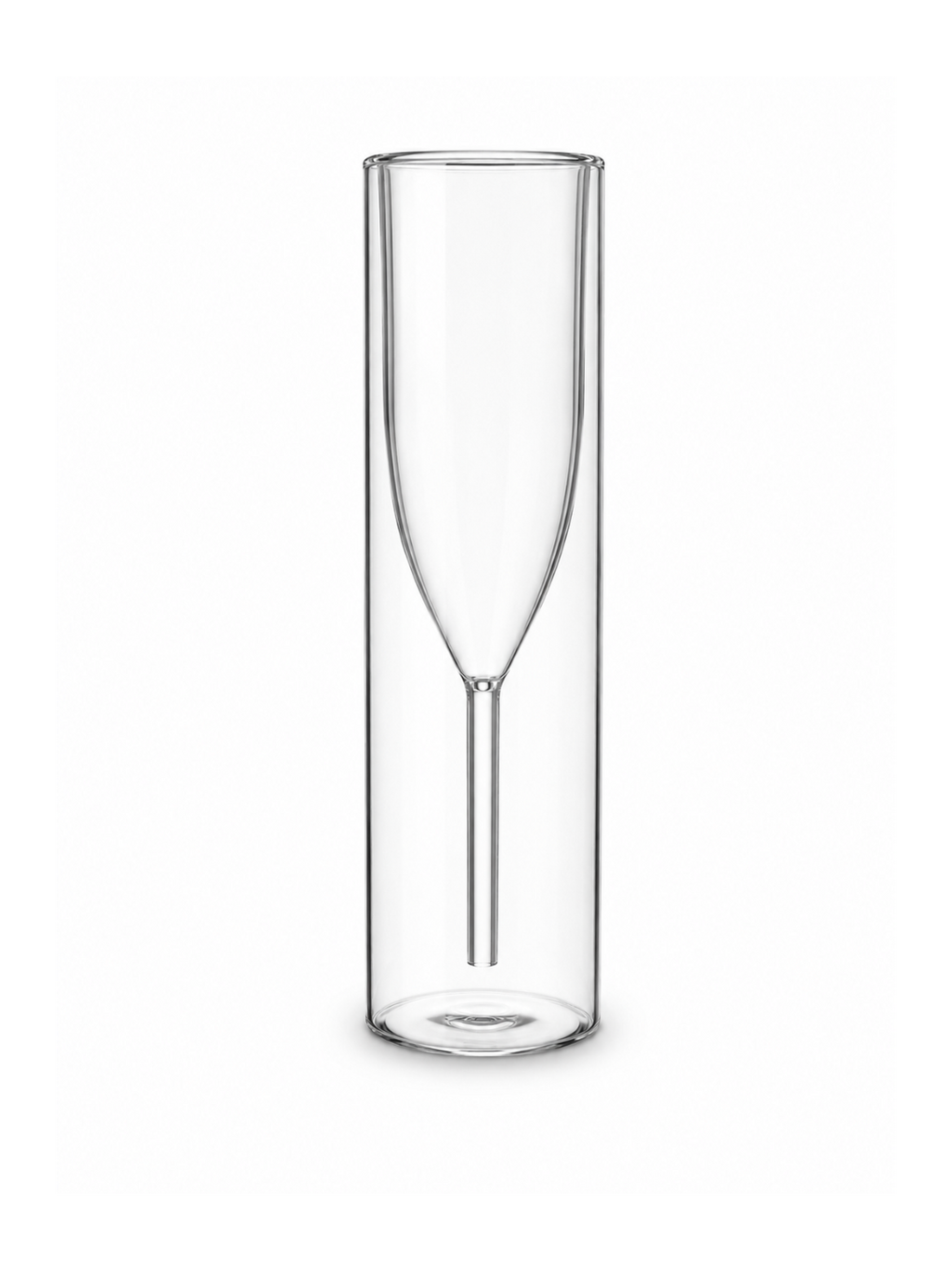 Double Wall Champagne Flute Glass – Premium Clear Sparkling Wine Glass | Single Piece