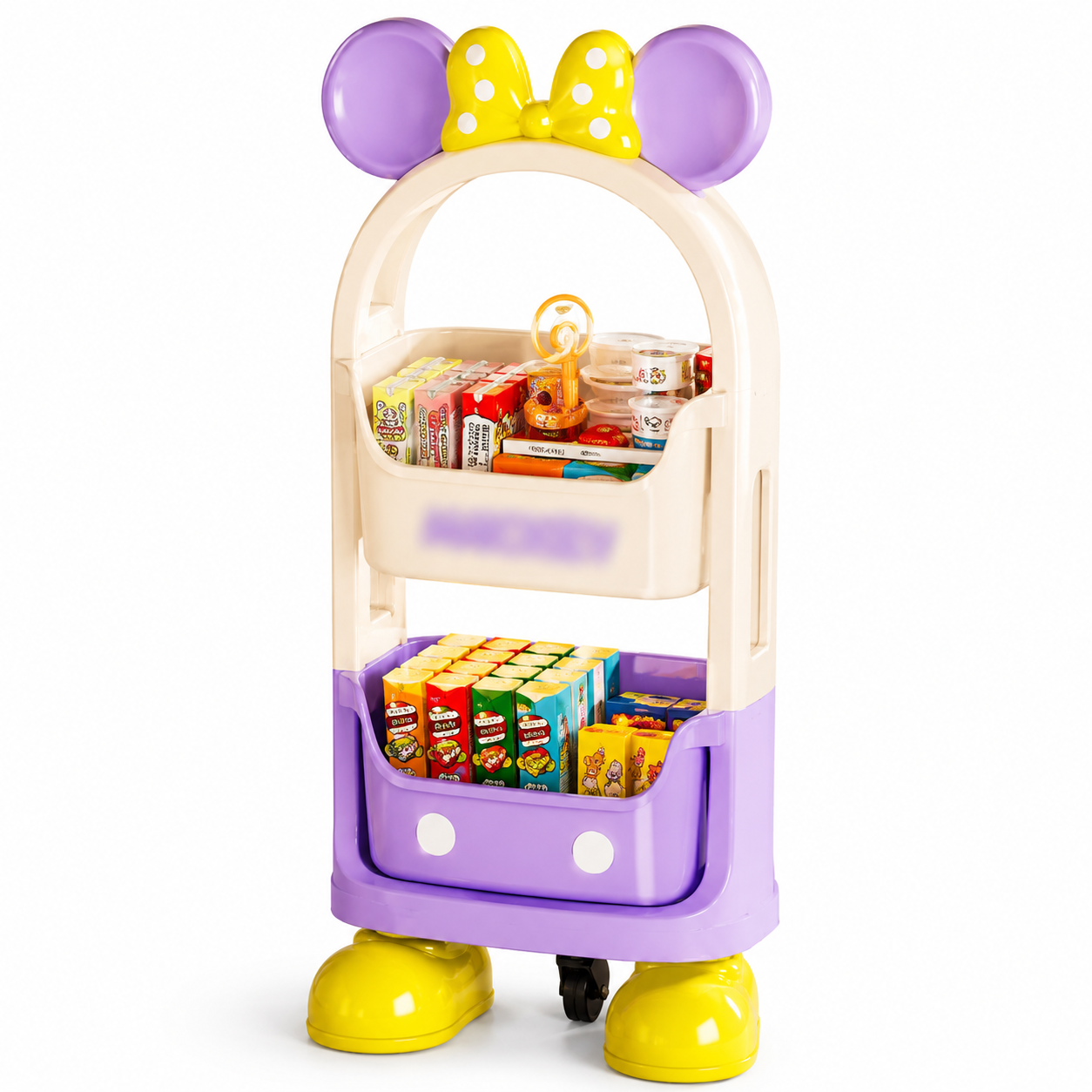 Kids 2-Tier Storage Cart  – 45 × 25 × 98 cm | Mickey-Inspired Organizer