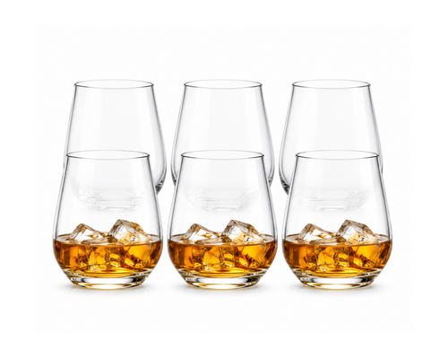 280ml Premium Crystal Whiskey Glass Set of 6 – Modern Stemless Tumbler Glasses