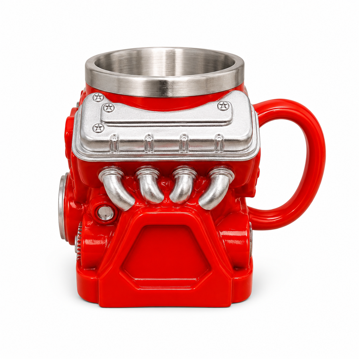 450ml V8 Engine Design Stainless Steel Beer Mug – Premium Automotive Tankard