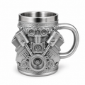 450ml V8 Engine Block Stainless Steel Beer Mug – Premium Automotive Tankard