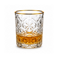 340ml Gold Rim Crystal Whiskey Glass Set of 6 – Premium Embossed Drinking Glasses