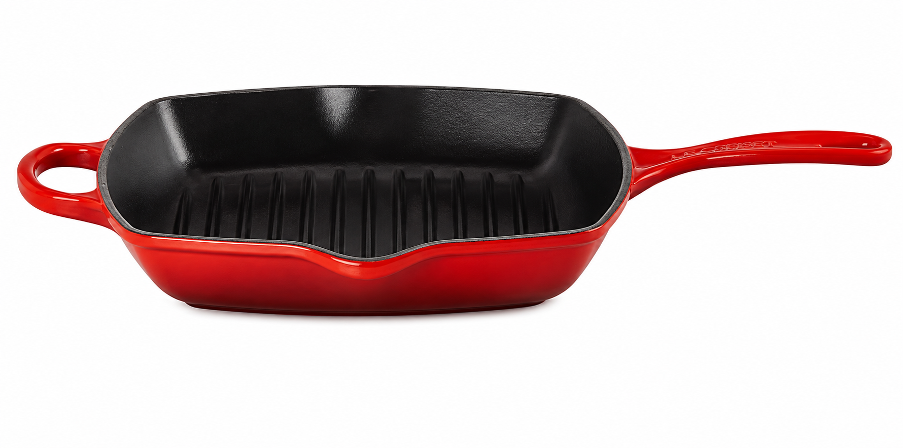 Le Creuset Signature Cast Iron Grill Pan with Ridged Surface – Premium Steak & BBQ Skillet - Cerise Red