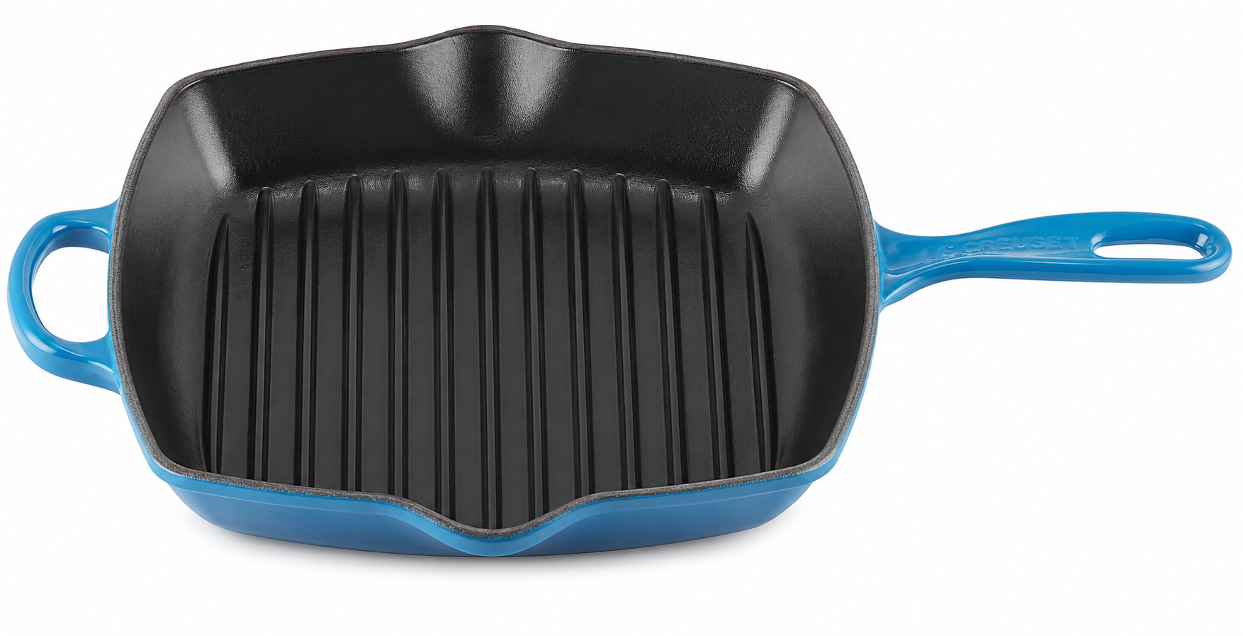 Le Creuset Signature Cast Iron Grill Pan with Ridged Surface – Premium Steak & BBQ Skillet - Caribbean Blue