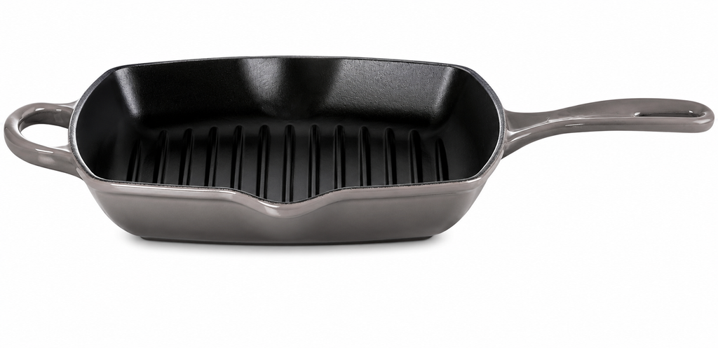 Le Creuset Signature Cast Iron Grill Pan with Ridged Surface – Premium Steak & BBQ Skillet - Flint Grey