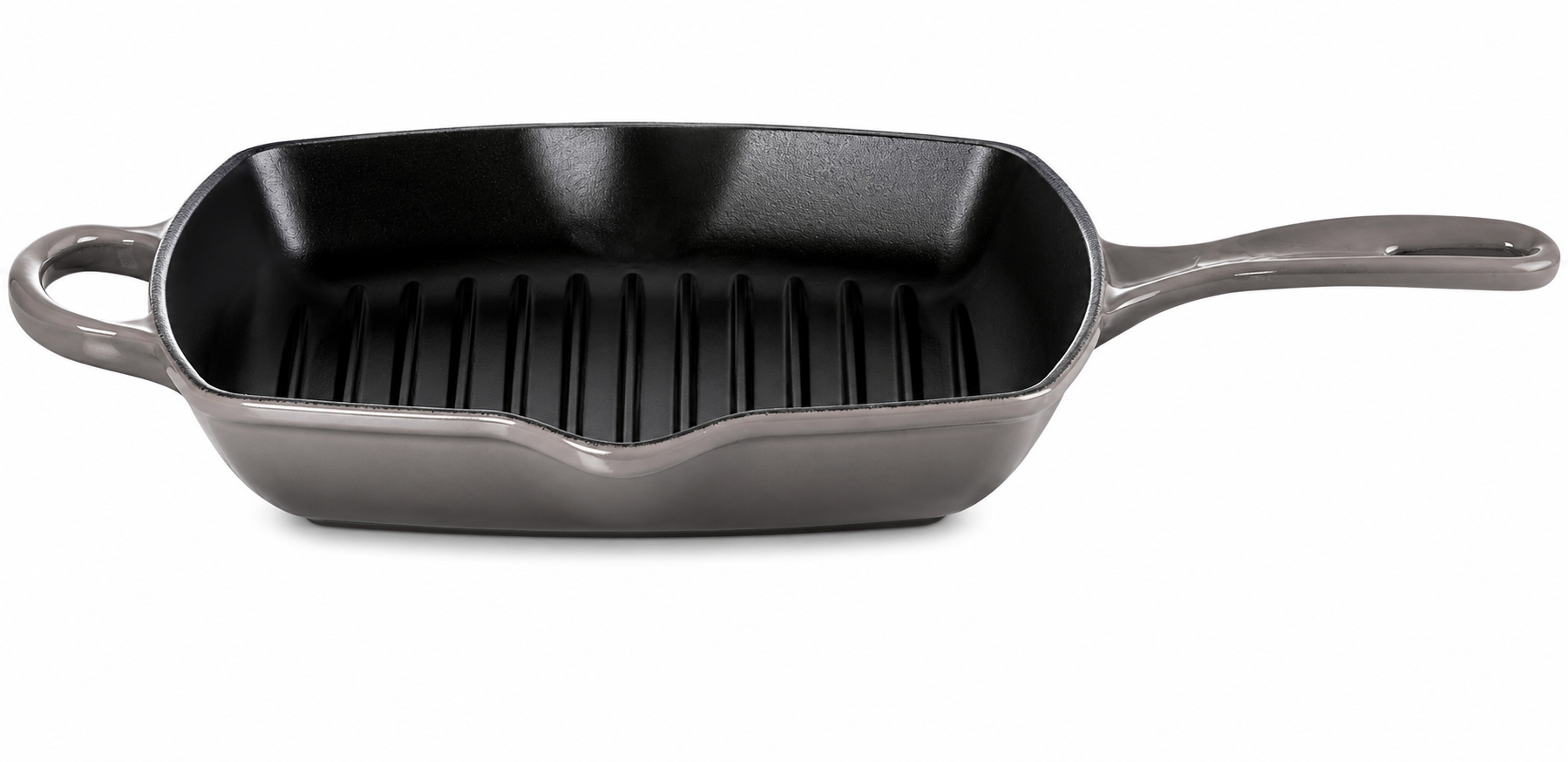Le Creuset Signature Cast Iron Grill Pan with Ridged Surface – Premium Steak & BBQ Skillet - Flint Grey