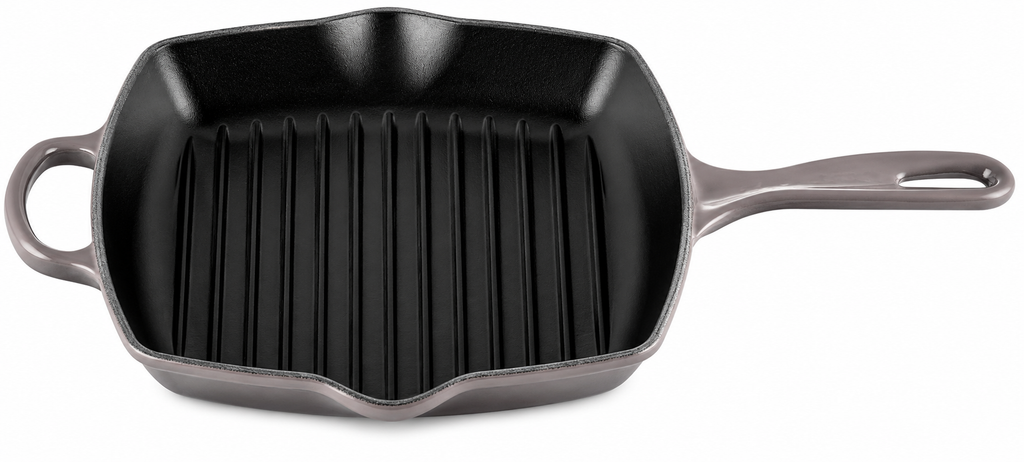 Le Creuset Signature Cast Iron Grill Pan with Ridged Surface – Premium Steak & BBQ Skillet - Flint Grey