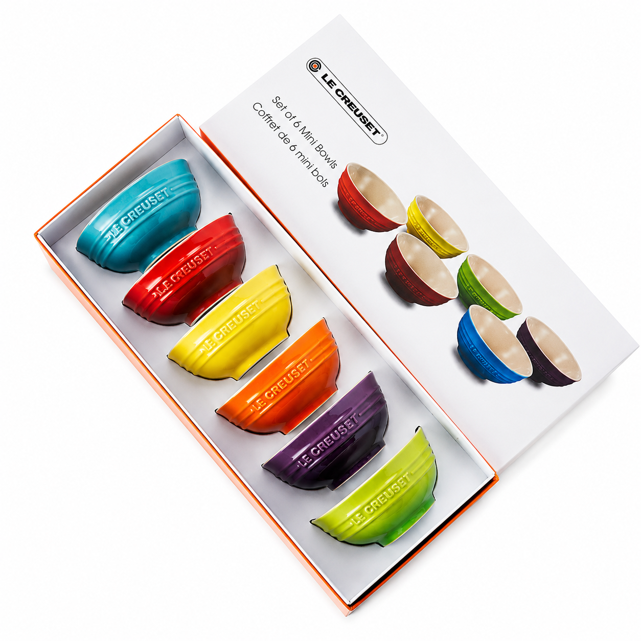 Le Creuset Stoneware Mini Bowl Set – 6 Piece Rainbow Collection Gift Box | 16 oz