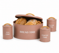Vintage Bread Bin & Tea, Coffee, Sugar Canister Set – 4 Piece Farmhouse Kitchen Storage Collection