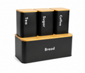 4-Piece Bread Box & Tea, Coffee, Sugar Canister Set with Bamboo Lids – Modern Kitchen Storage Organizer (Copy)