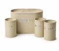 4-Piece Bread Box & Tea, Coffee, Sugar Canister Set – Modern Biege Kitchen Storage Collection