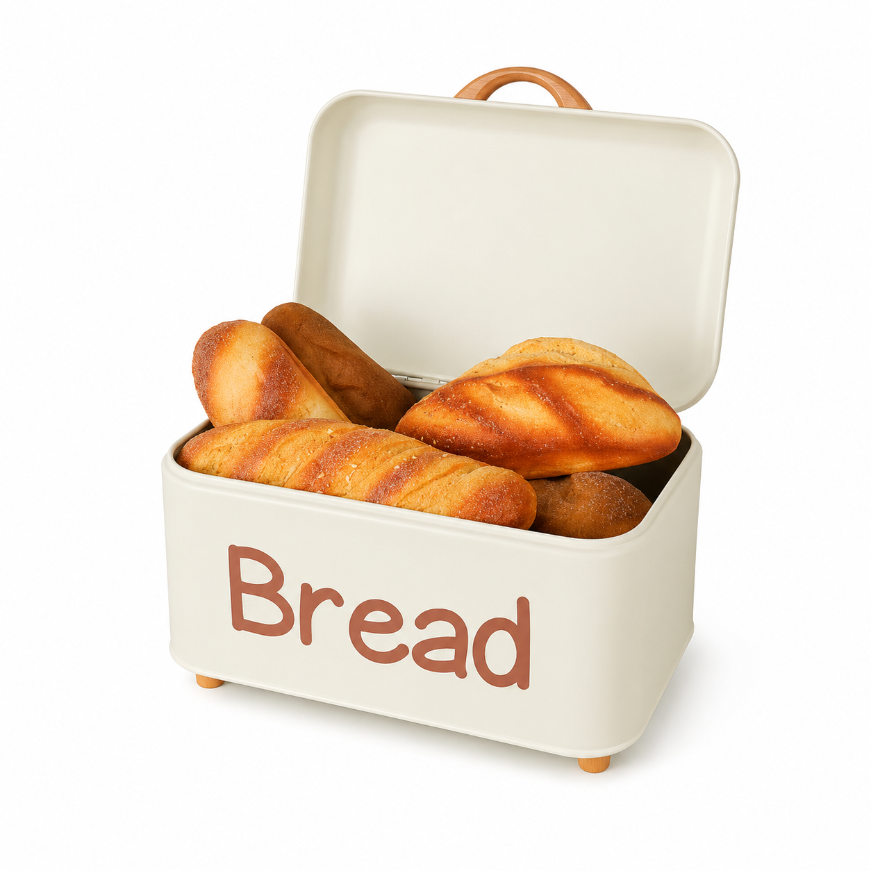 Vintage Bread Box & Stock Box Set with Wooden Handles – Farmhouse Kitchen Storage Collection