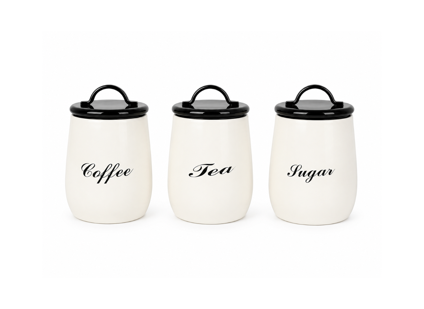 Vintage Coffee, Tea & Sugar Storage Canister Set – 3 Piece Kitchen Countertop Organizer