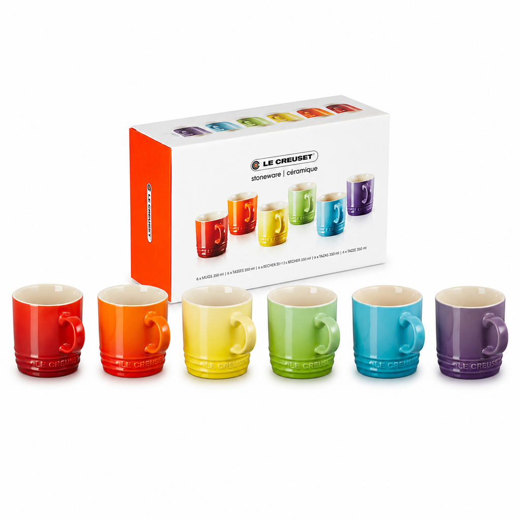 Le Creuset Stoneware Espresso Mug Set – 350ml (Set of 6 Multi-Color Mugs)