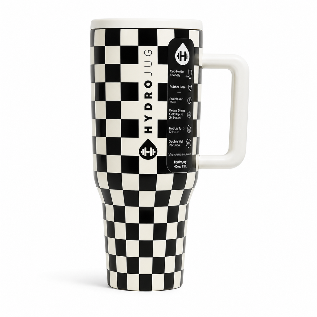 Hydro Jug Checkerd Board Insulated Tumbler with Handle – 40oz | 1.18L