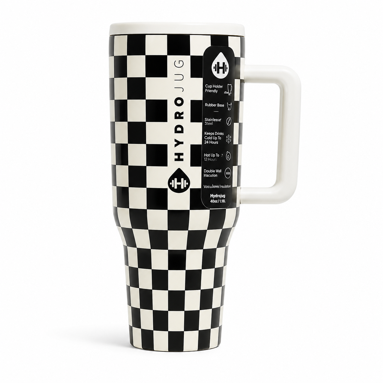 Hydro Jug Checkerd Board Insulated Tumbler with Handle – 40oz | 1.18L