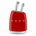 SMEG 6-Piece Premium Knife Block Set – Red | German Steel Kitchen Knives with Acacia Wood Storage Block