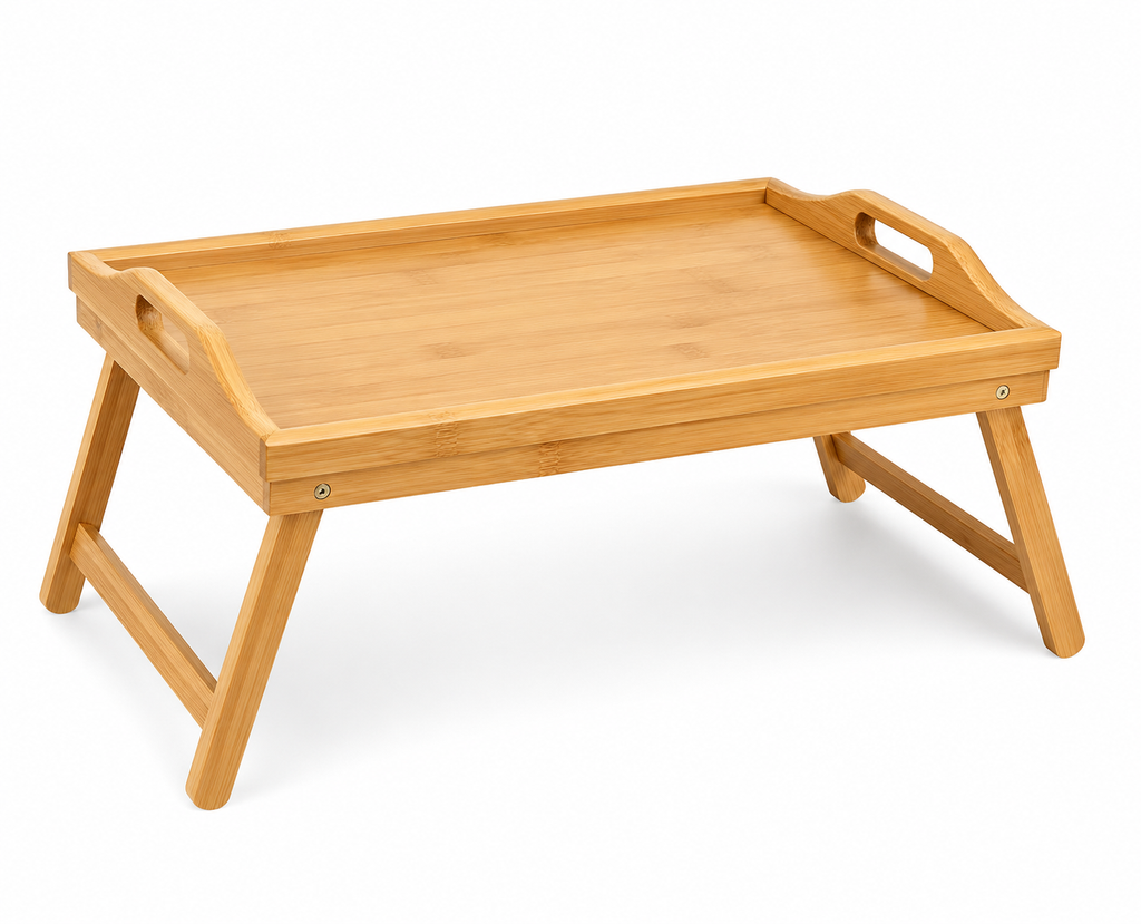 Foldable Wooden Bed Table – Multi-Purpose Wooden Breakfast Tray &amp; Laptop Desk