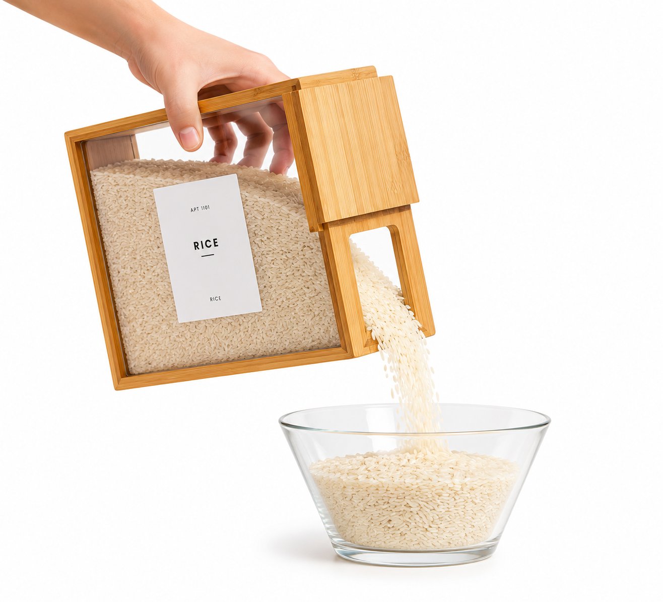 Premium Wooden Storage Container with Sliding Lid – 3L Pantry Organizer for Cereal, Rice, Pasta &amp; Dry Foods