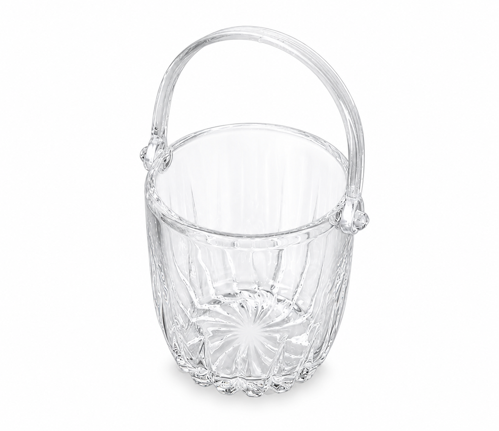 Crystal Clear Glass Ice Bucket with Handle – 620ml | Premium Serving Bucket for Ice Cubes, Chilling Drinks &amp; Table Display