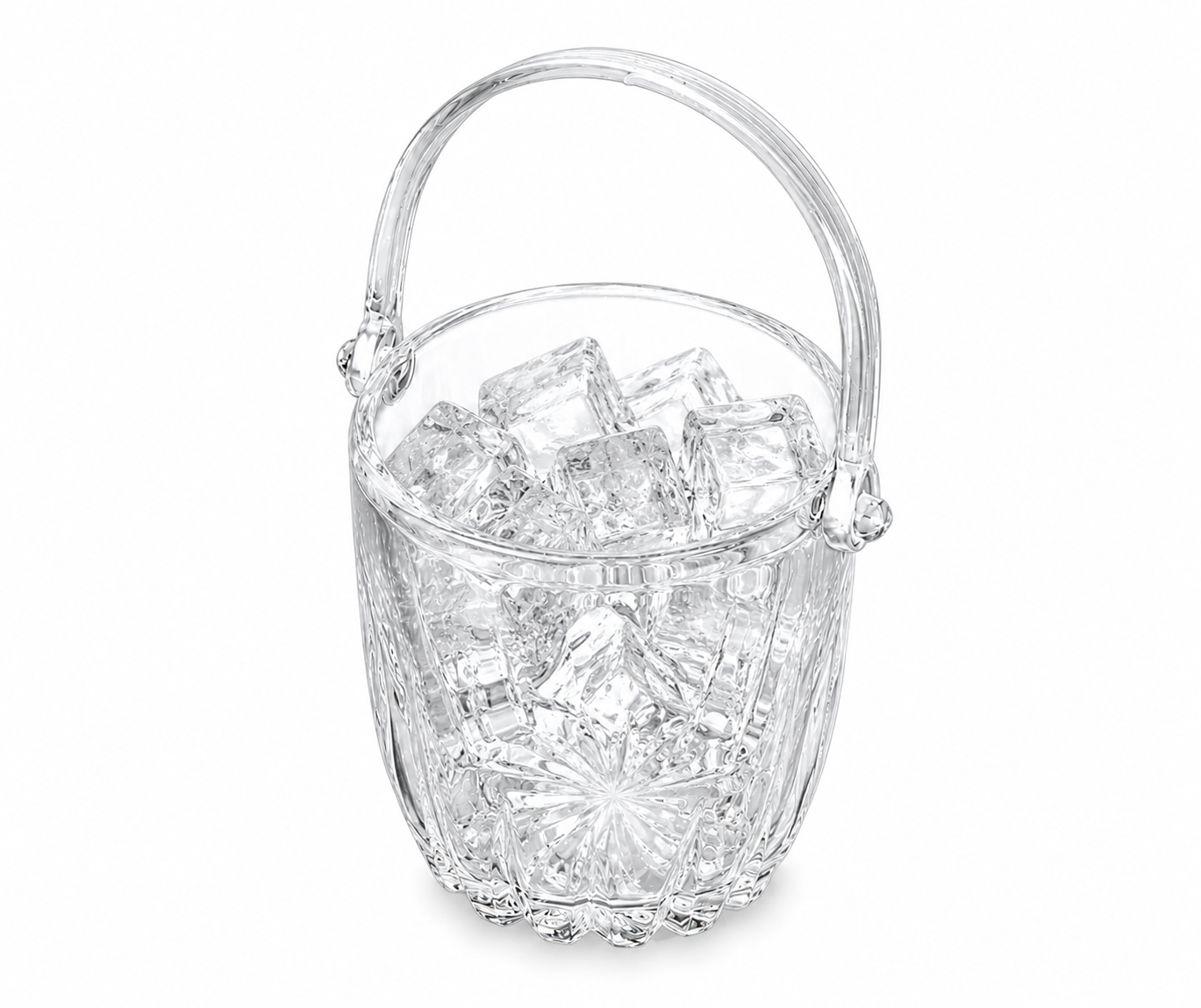 Crystal Clear Glass Ice Bucket with Handle – 620ml | Premium Serving Bucket for Ice Cubes, Chilling Drinks &amp; Table Display