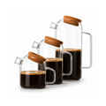 Premium Borosilicate Glass Kettle Jug with Cork Lid | Heat-Resistant Stove-Safe Teapot & Coffee Pot (800ml, 1200ml, 1800ml)