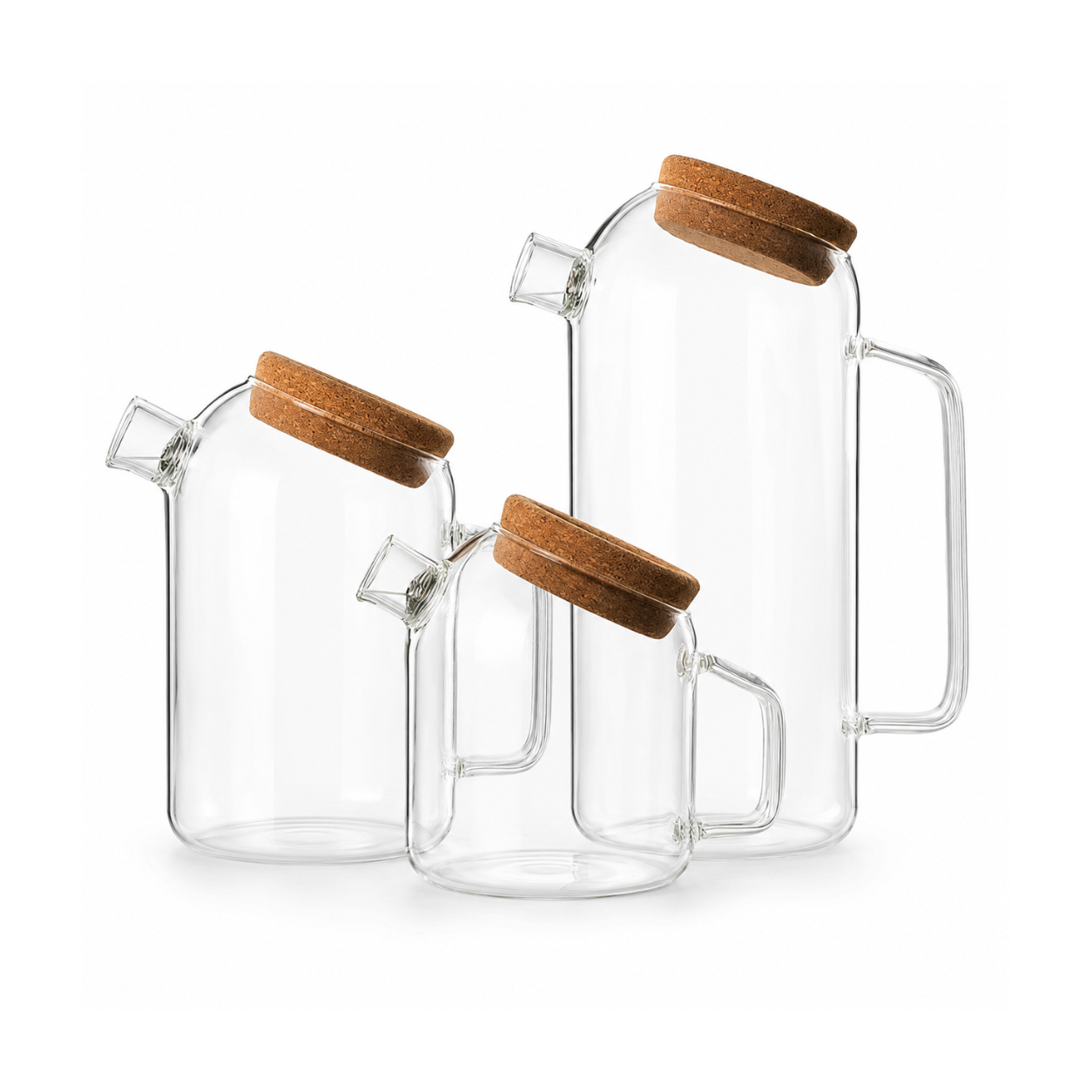 Premium Borosilicate Glass Kettle Jug with Cork Lid | Heat-Resistant Stove-Safe Teapot & Coffee Pot (800ml, 1200ml, 1800ml)