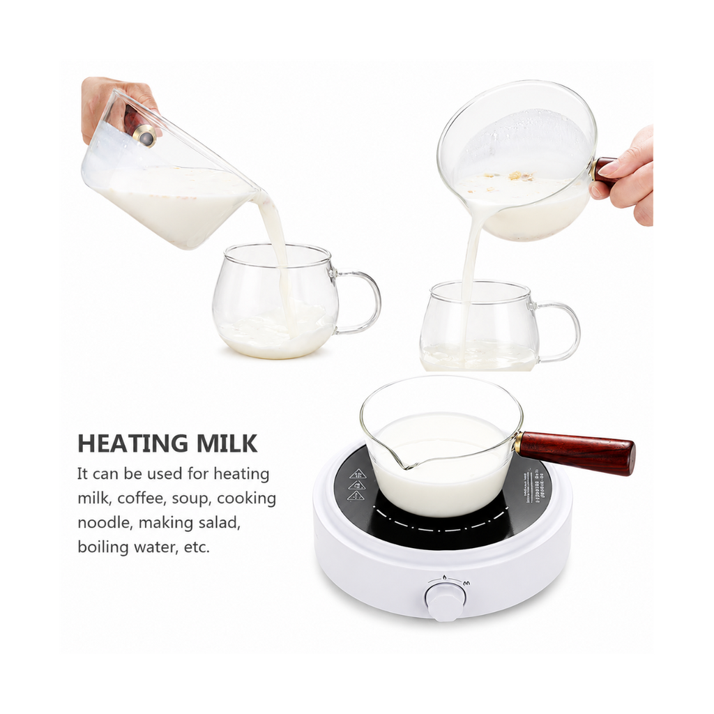 Borosilicate 600ml Heat-Resistant Glass Cooking Utensil & Saucepan – Minimalist Stovetop Milk & Sauce Pan