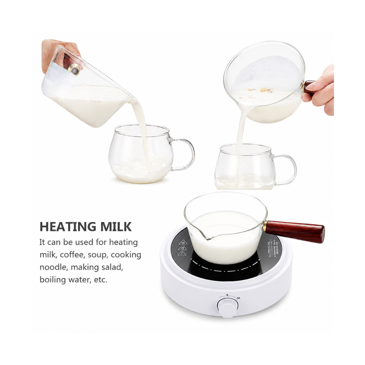 Borosilicate 600ml Heat-Resistant Glass Cooking Utensil & Saucepan – Minimalist Stovetop Milk & Sauce Pan