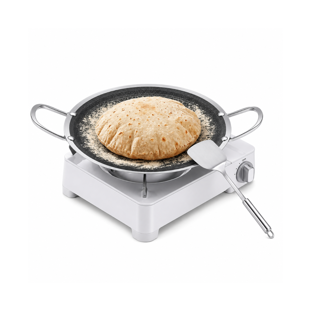 Honeycomb Laser Coated Flat Pan Tawa with Induction Support Bottom - 38cm