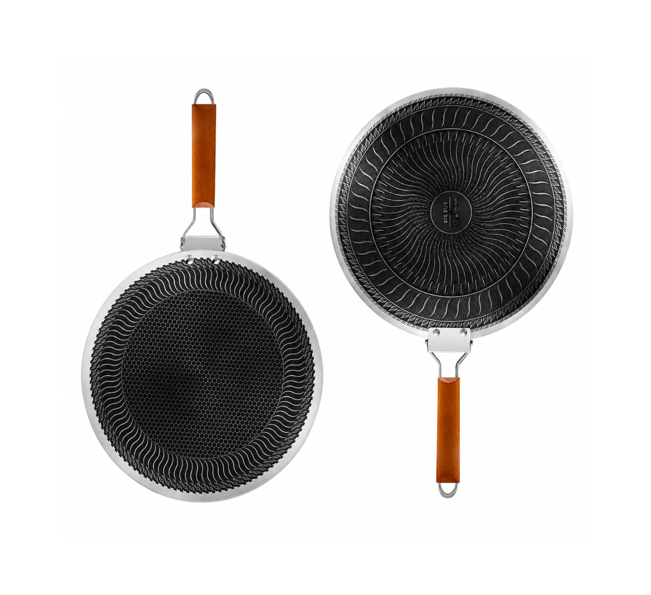 Honeycomb Laser Coated Flat Pan Tawa with Induction Support Bottom - 38cm