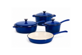 OSFE 7-Piece Enameled Cast Iron Cookware Set - Non-Stick Dutch Ovens, Saucepan & Skillet with Lids (Royal Blue)