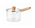 Premium Borosilicate Glass Cooking Saucepan with Wooden Handle (2200ml)