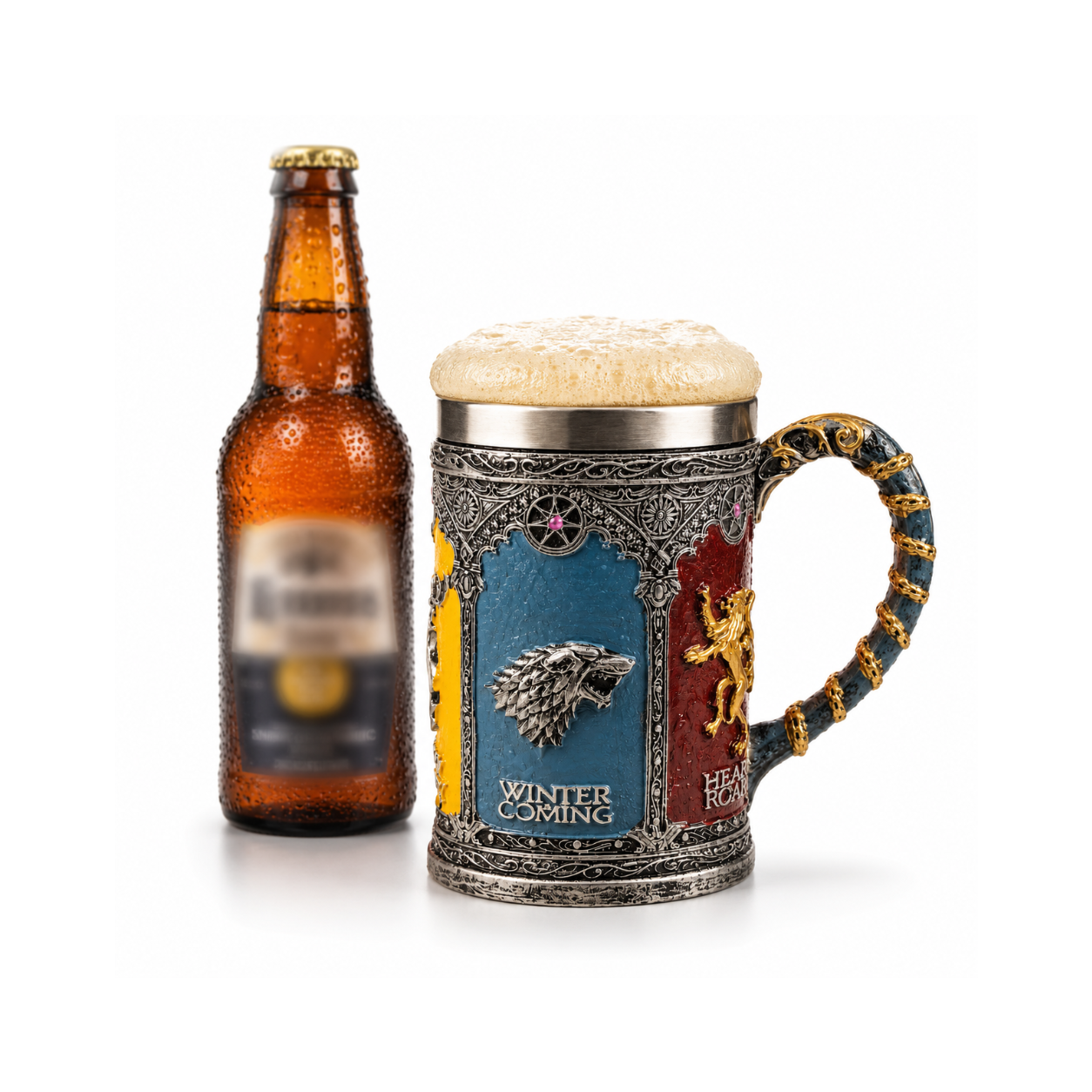 Game of Thrones Inspired Medieval Beer Mug – 400ml | Stainless Steel Lined Fantasy Tankard